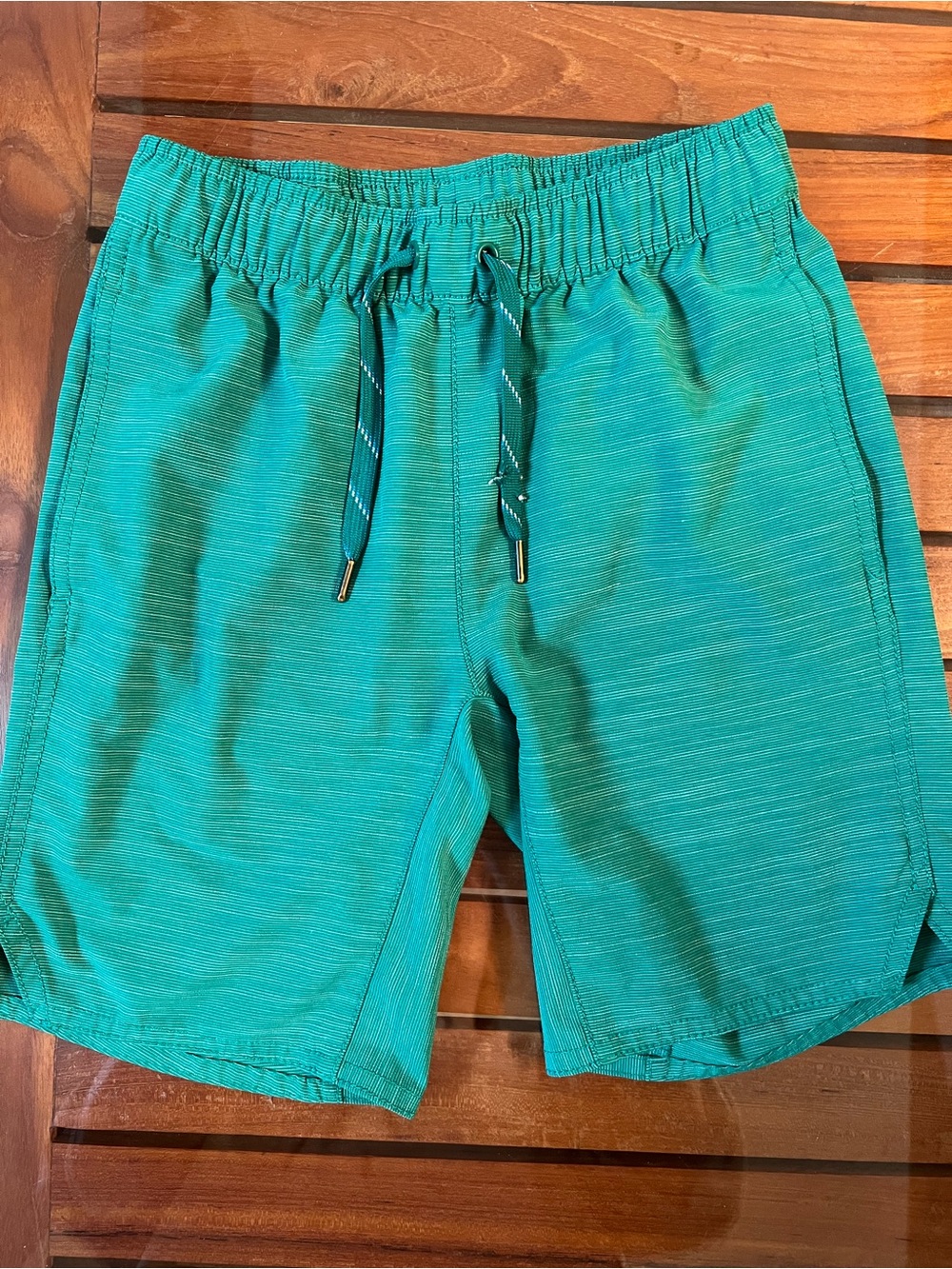 Hanna Andersson Teal Striped Drawstring Shorts